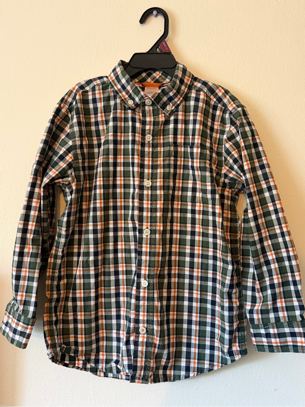 Gymboree Green and Orange Plaid Button-Down Shirt